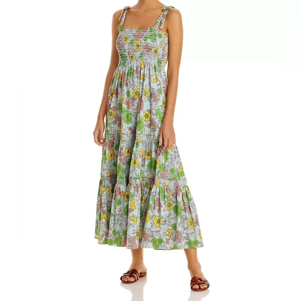 Tory Burch Green and Yellow Floral Maxi Dress